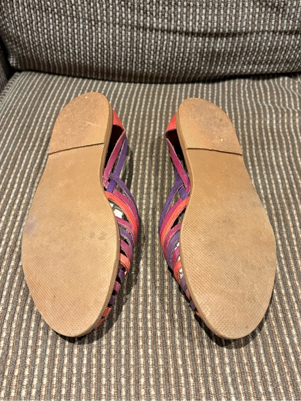Pink & Purple Woven Leather Huarache Flats - Picture 9 of 10